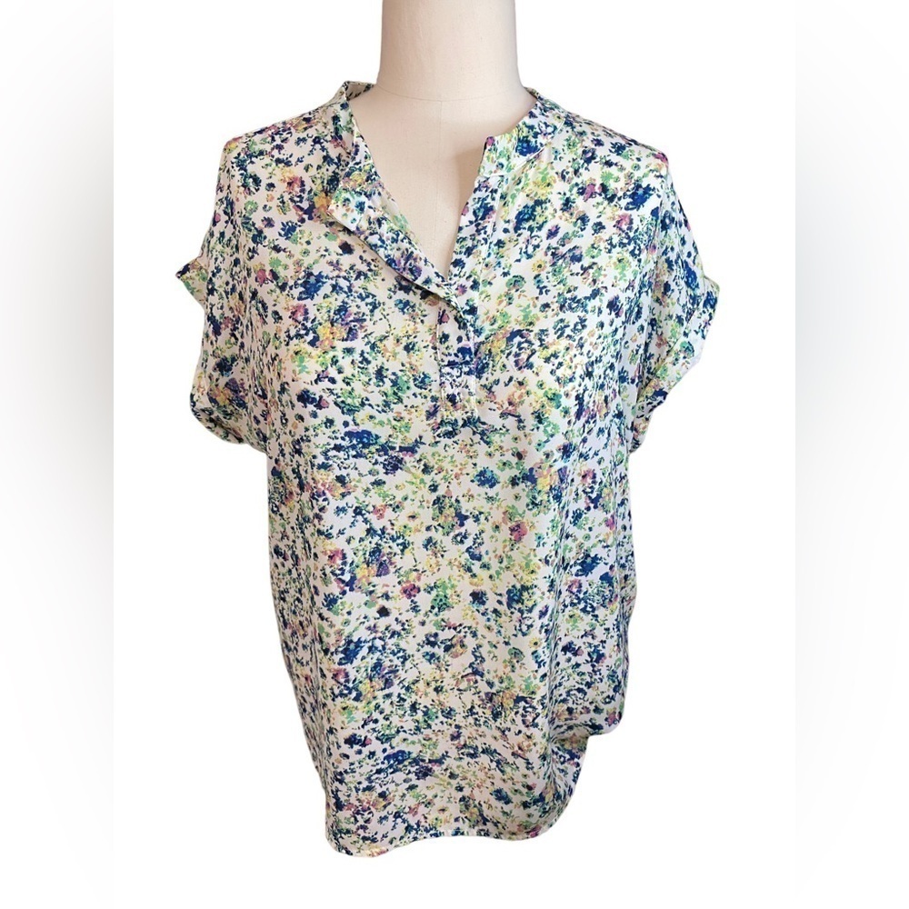 PLEIONE Floral Short Sleeve Blouse